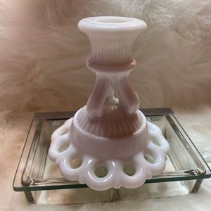 Westmoreland Glass milk glass candle PAIR